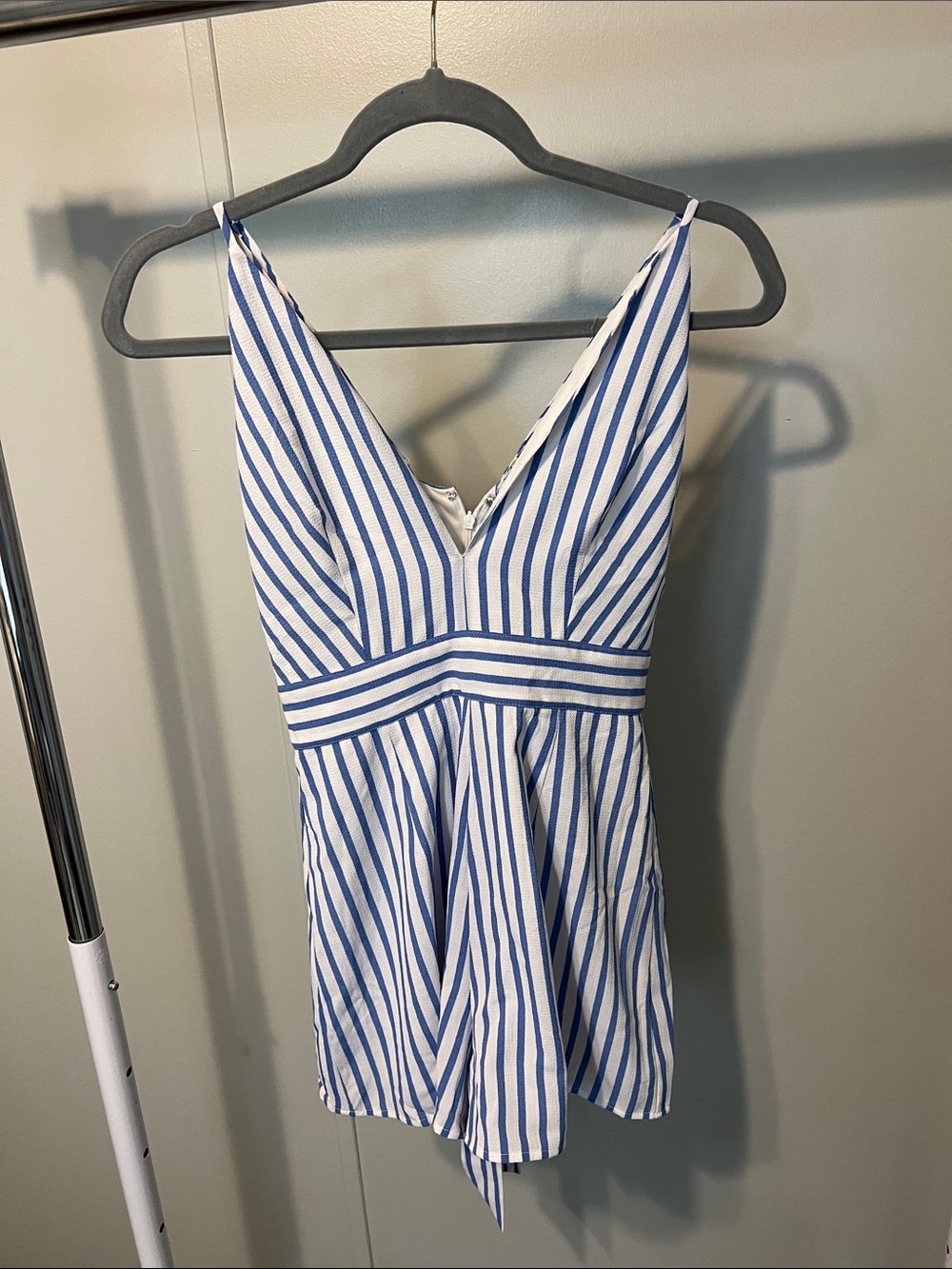 Blue and White Stripped Romper